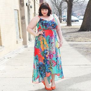 City Chic Electric Floral Hi-Low Maxi Dress - M/18